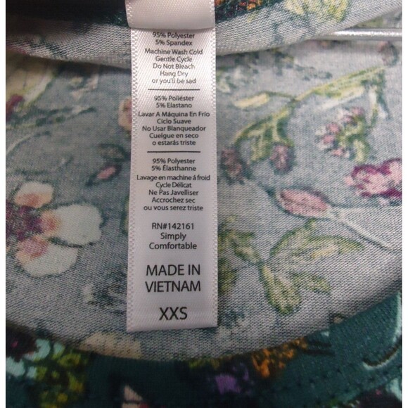 LuLaRoe Short Sleeve Classic T Shirt Multicolored Floral Print Size Womens XXS - Picture 3 of 5